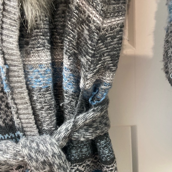 Chico’s Elaine Cardigan Duster with fur Blue Size 2 (Large) - Picture 4 of 14